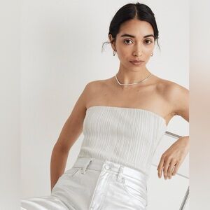 Madewell x Aimee Song Ribbed Shimmer Tube Top - Size S - NEW WITH TAGS